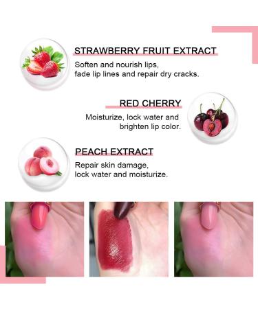EVPCT 3Pcs Fruit Tinted Lip Balm Set - Long Lasting Color Changing Lipstick Stain for Women & Girls - Korean Mood Queen Lip Tint Gloss - 3 Count Pack - Buy Online on GoSupps.com