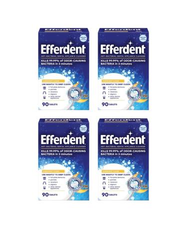 Efferdent PM Overnight Anti-Bacterial Denture Cleanser Tablets 90 ct. (Pack of 4)
