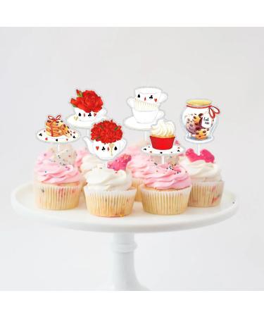 Afternoon Tea Themed Floral Teapot Cupcake Toppers Set of 18 - Perfect for use as Afternoon Tea Party Baby Shower Fairy Tale Theme Party Birthday Party Dessert Decoration - SugarGera - Buy Online on GoSupps.com