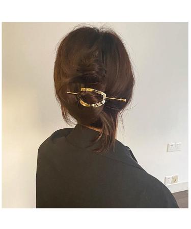 Yheakne Metal Hair Slide Clip Barrette Geometric Hair Holder Clip Pin Vintage Hair Slide Pin Bun Holder Alloy Hair Clip Decorative Hair Accessories for Women and Girls (Gold)