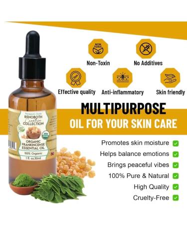 Rehoboth Creative Collection Organic Frankincense Essential Oil - 100% Pure Therapeutic Grade for Skin Therapy & Natural Calm - 1 Fl. oz - Buy Online on GoSupps.com