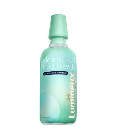 Lumineux Clean & Fresh Mouthwash - Certified Non-Toxic - Fresh Breath in 14 Days - Fluoride Free - NO Alcohol  Artificial Colors  SLS Free  Dentist Formulated 16 Fl Oz (Pack of 1)