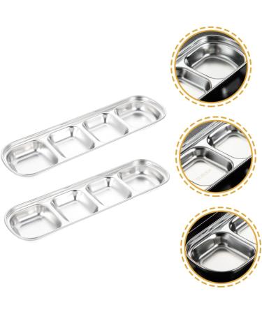 Milisten 2pcs Stainless Steel 4 Compartments Korean Style Plate Dipping Sauce Bowl Seasoning Plate Stainless Steel Sauce Plates Sauce Dishes for Dipping Toddler Mini Small Plate - Buy Online on GoSupps.com