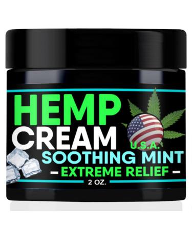 Healthergize Natural Hemp Cream-Extreme Relief with Premium Soothing Mint-Moisturizer Inflammation Knees Back Joint Muscle Workout Nerve Discomfort-Made in USA