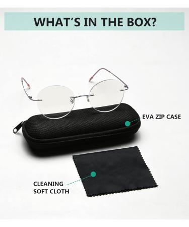 Eyekepper Frameless Progressive Blue Light Filter Reading Glasses - Multifocus Retro Round Eyeglasses for Men & Women - Purple +3.00 - Buy Online on GoSupps.com