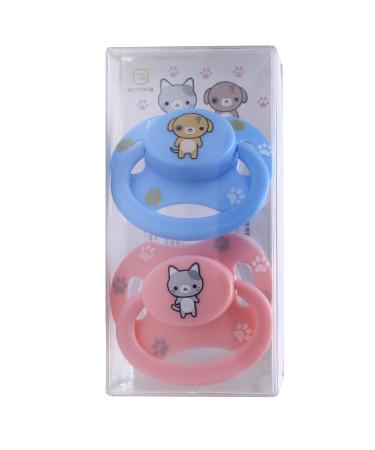 LittleForBig Bigshield Gen-II Adult Pacifier Set - Pink Kitty & Blue Puppy Print - Buy Online on GoSupps.com