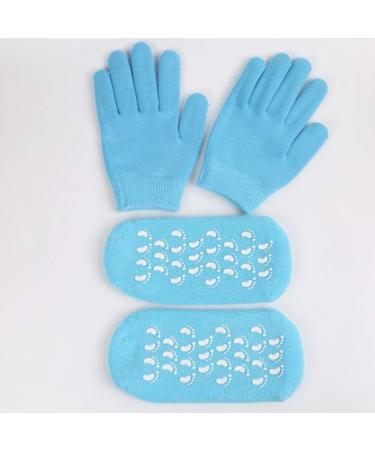 Minkissy Moisture Gloves & Sock Set | Gel Heel Socks & Spa Gloves for Dry Cracked Skin - Sky Blue - Buy Online on GoSupps.com
