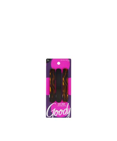 GOODY Classics Rounded Hair Barrette Black & Tortoise 3 Count