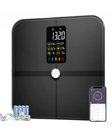 Body Fat Scale, Posture Extra Large Display Digital Bathroom Wireless Weight Scale Composition Analyzer with Heart Rate Heart Index & Body Balance with Free Smart-Phone APP 400Lb-Black