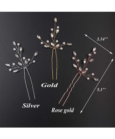 Anglacesmade Bridal Wedding Hair Pins Rose Gold Crystal Hair Piece Pearl Bobby Pins Rhinestone Bridesmaids Hair Pin Wedding Hair Pins Hair Accessories for Women and Bride(Rose gold) - Buy Online on GoSupps.com
