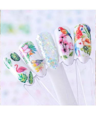Flamingo Nail Art Stickers Decals - Summer Nail Decorations Kit with Tropical Palm, Cactus, and Pineapple Designs - 12 Sheets - Buy Online on GoSupps.com