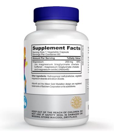 Magnesium Supplement for Runners | High Absorption Magnesium bisglycinate (200 mg) to Support Muscle Recovery Soreness Post-Workout Mood and Sleep | 60 Capsules - Buy Online on GoSupps.com