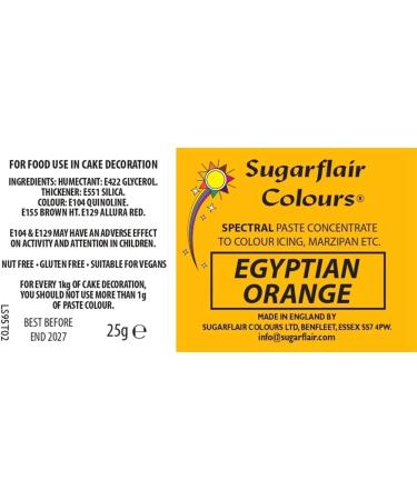Sugarflair Egyptian Orange Spectral Food Colouring Paste - 25g | Highly Concentrated for Sugar Pastes, Buttercream, Royal Icing & Cake Mix | Vibrant Dye - Buy Online on GoSupps.com