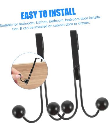 CHILDWEET Multipurpose Hanger 2pcs Double Hook Metal Clothes Rack Over Door Storage Rack Door Hook Hanger Multifunction Iron Gate 14x9cm Black - Buy Online on GoSupps.com