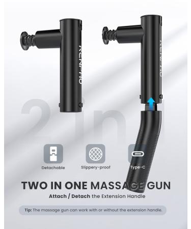 Renpho Extend Massage Gun - Powerful Handheld Deep Tissue Percussion Massager for Athletes - Type C Black - Buy Online on GoSupps.com