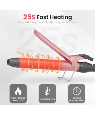 Extra Long Barrel Curling Iron 1.5 Inch - Dual Voltage Travel Hair Curler with LCD Display Protective Glove & Clips - Perfect for Long Hair Waves - Buy Online on GoSupps.com