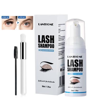 Eyelash shampoo eyelash cleaner eyelash shampoo for eyelash extensions eyelash shampoo salon and home use eyelash extension eyes make-up remover with 2 brushes 50ml