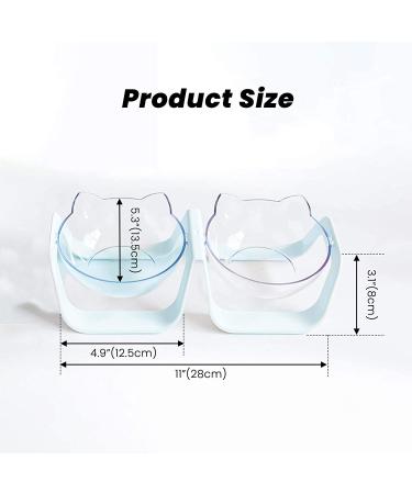 Laifug Elevated Double Cat Dog Bowls - Tilted Cat Food Bowl with Stand | Food Grade Material, Nonslip Design | For Cats and Small Dogs | Blue - Buy Online on GoSupps.com