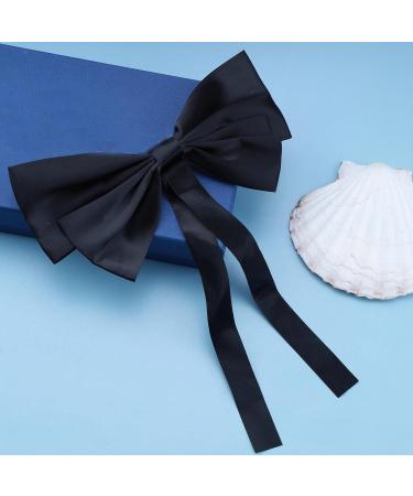 Yheakne Silk Bow Ponytail Holder Black Hair Tail Clip Vintage Long Tail Hair Bow Headpieces Bow French Barrette Headwear Ponytail Hair Accessories for Women and Girls Gifts (Long Bow) - Buy Online on GoSupps.com