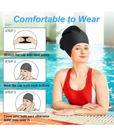 Amfun Extra Large Silicone Bathing Cap for Long Hair | Ideal for Dreadlocks Hair Extensions & Braids - Unisex Swim Cap - Buy Online on GoSupps.com