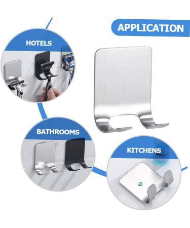 Premium Homsfou 6th Stainless Steel Razor Holder Hook - Versatile Shower & Bathroom Organizer for Razors Toothbrushes and More | 304 Silver Design (6x4.5x3cm) - Buy Online on GoSupps.com