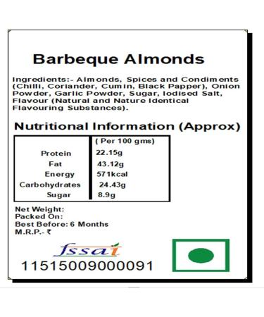 Jaiccha Ghasitaram Rakhi Gifts for Brothers Rakhi Dryfruits - Pack of 2 Pudina Barbeque Almonds Pouches Small 200 GMS with 2 Rudraksh rakhis - Buy Online on GoSupps.com