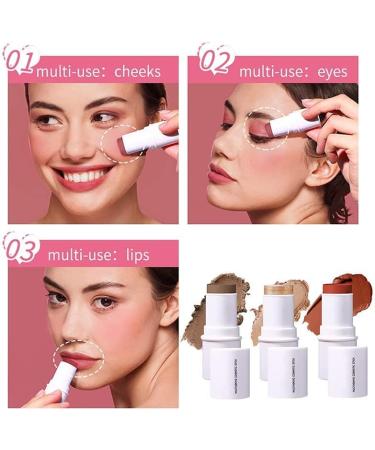 Mysense 3-in-1 Contour Stick, Blush Stick, and Highlight Stick Set for Cheeks & Lips - Shimmer Highlighter, Rose Blush, Contour Concealer - Daily Wear Face Makeup - Buy Online on GoSupps.com