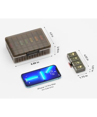 Weekly Pill Organizer 4x a Day - Large 7-Day Medicine Case for Vitamins Supplements & Fish Oils - Brown - Buy Online on GoSupps.com