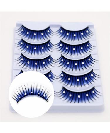5 Pairs Fluffy Fake Eyelashes Faux Mink Fake Eyelashes Blue Shiny Rhinestone False Eyelashes 3D Thick Long Fake Eyelashes for Women Girls Party Stage Dance Makeup Masquerade - Buy Online on GoSupps.com