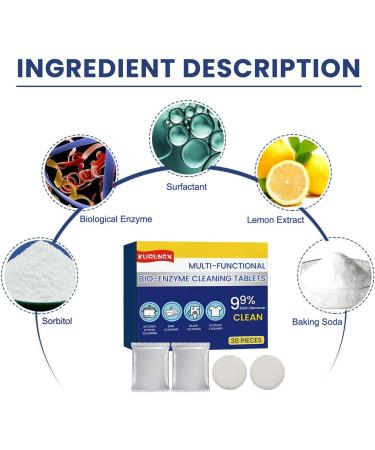 KUIRUNRX Multifunctional Cleaning Tablets Organic Multifunctional Cleaning Tablets For Kitchen Cleaning Removing Rust and Stains (30 Pieces) - Buy Online on GoSupps.com