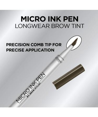 L'Or al Paris Micro Ink Pen Brow Stylist - Dark Brunette 0.033 fl oz | Longwear Tint for Hair-Like Effect | Precision Comb Tip | Up to 48HR Wear - Buy Online on GoSupps.com