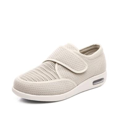 MisFun Diabetic Shoes for Women Wide Medical Shoes for Swollen Feet Breathable Diabetic Shoes Be Applicable for Swollen Feet Diabetic & Edema 9 Beige