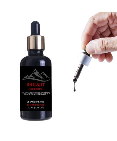 Shilajit Liquid Drops 50ml / 1.7fl oz Pure Himalayan Shilajit with Dropper. Authentic Vegan & Organic Fulvic Acid & Natural Trace Mineral Complex