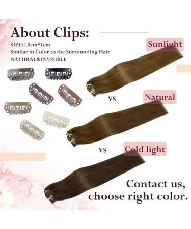 Easyouth Brown Clip in Real Hair Extensions 120g 22 Double Weft Human Hair Silky Straight - Medium Brown #4 - 7Pcs - Buy Online on GoSupps.com