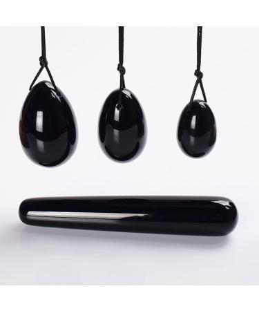 Natural Black Obsidian Yoni Jade Egg - Kegel Fitness Equipment for Muscle Toning & Tightening | Large Size - Buy Online on GoSupps.com