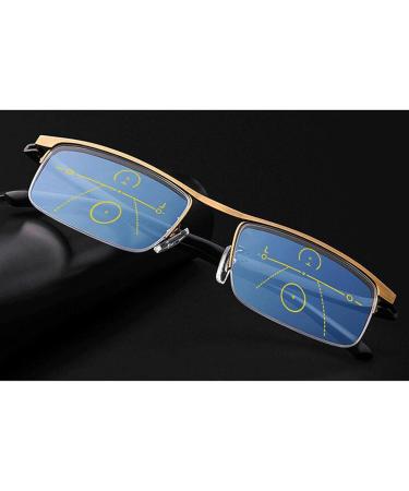 Edgun Progressive Multifocal Reading Glasses +2.0 - Light-Blocking Spring Hinge Computer Readers for Men & Women - Gold - Buy Online on GoSupps.com