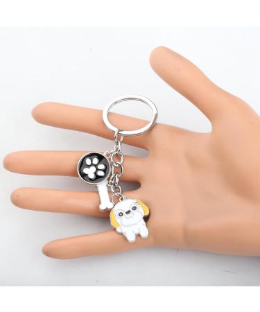 Ensianth Dog Keychain - Perfect Gift for Dog Lovers Puppy & Dog Paw Print Keyring for Dog Owners | Shih Tzu & More - Buy Online on GoSupps.com