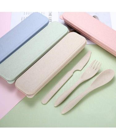 Wheat Straw Cutlery Set with Case - Portable Eco-Friendly Tableware for Travel, Picnic, Camping - BPA Free - 4 Colors - Buy Online on GoSupps.com