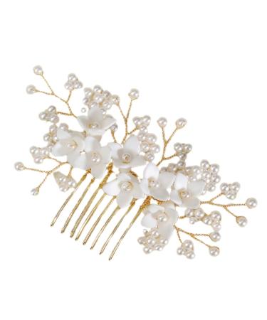 Ipetboom Bridal Comb Pearl Flower Hair Comb Wedding Headpiece for Bride Hair Gems for Women Bride Headpiece Pearl Hair Side Comb Hair Accessory for Women Hair up Miss Beautiful