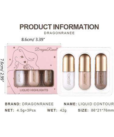 3Pcs/Box Matte Contouring Bronzer Stick Liquid Gloss Brown Nose Cream Brighten Concealer Highlight Makeup Multi Functional Highlighter Brighten Skin - Buy Online on GoSupps.com