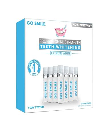 GO SMILE Extreme White Professional Teeth Whitening 7 Day Morning & Night System - Dentist Recommended & Clinically Proven to Whiten in 7 Days with No Sensitivity  14 Single Use Whitener Applicators