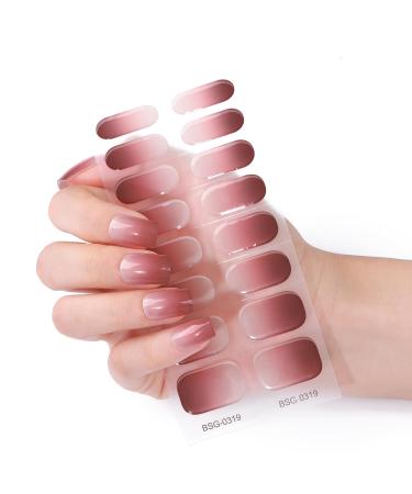 Semi Cured Gel Nails - Gradient Stickers Nail Wraps Soft Self-Adhesive - Gel Nail Stickers Semi Cured Gel Nail Wraps - Gel Nail Stickers UV Light (Pink Gradient)