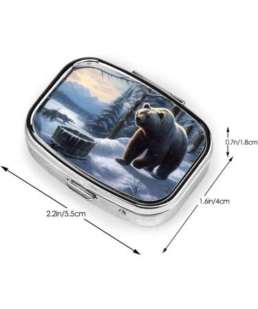 Winter Bear 2 Compartment Pill Case | Cute Travel Pill Organizer for Purse | Small Pill Box Gifts - Buy Online on GoSupps.com