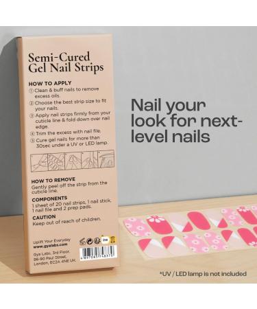Gya Labs Semi Cured Gel Nail Strips - 20 Pcs | Long Lasting Nail Stickers for Women - Nail Art Kit for Seasonal Daisy Design - Buy Online on GoSupps.com