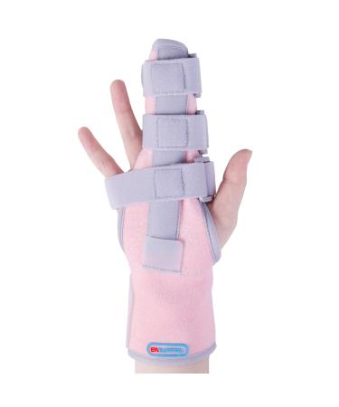 Metacarpal Splint Brace Adjustable Two Finger Brace finger straightener right and left hand brace.(pink)