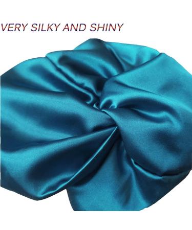 Double Layer Silk Bonnet for Curly Hair - Peacock Blue | Satin Night Cap for Sleeping, Washing, Makeup & Sport - Buy Online on GoSupps.com