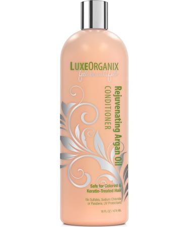 Moroccan Argan Oil Conditioner - Keratin & Color Safe - SLS Sulfate Free - Silkening, Strengthening, Anti-Frizz Smoother for Damaged, Flaky, Thick, Fine, Curly, Dry Hair & Extensions. By LuxeOrganix.