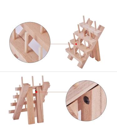 PandaHall 12 Spool Small Wooden Thread Rack Holder - Sewing Embroidery Organizer (Burlywood) - Buy Online on GoSupps.com