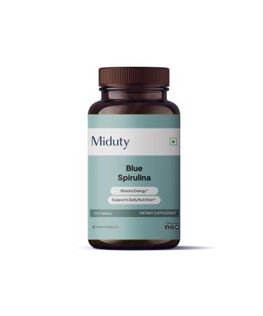 Miduty by Palak Notes Blue Spirulina - Spirulina - Phycocyanin Coated - Gluten Free - Non-GMOs - 120 Tablets