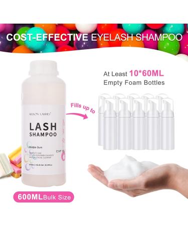 Lash Shampoo 600ml for Extensions & Natural Eyelashes - Paraben & Sulfate Free - Bubble Gum Scent - Buy Online on GoSupps.com